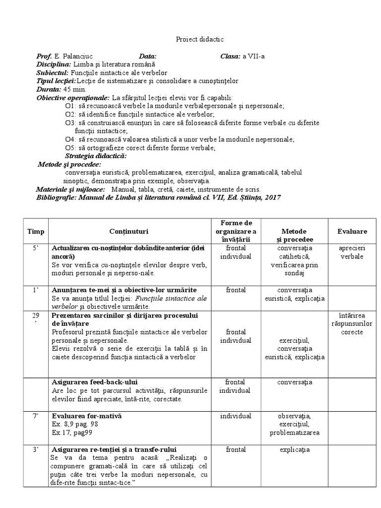 Functiile Sintactice Ale Verbului Functiile Sintactice Ale Verbului | PDF
