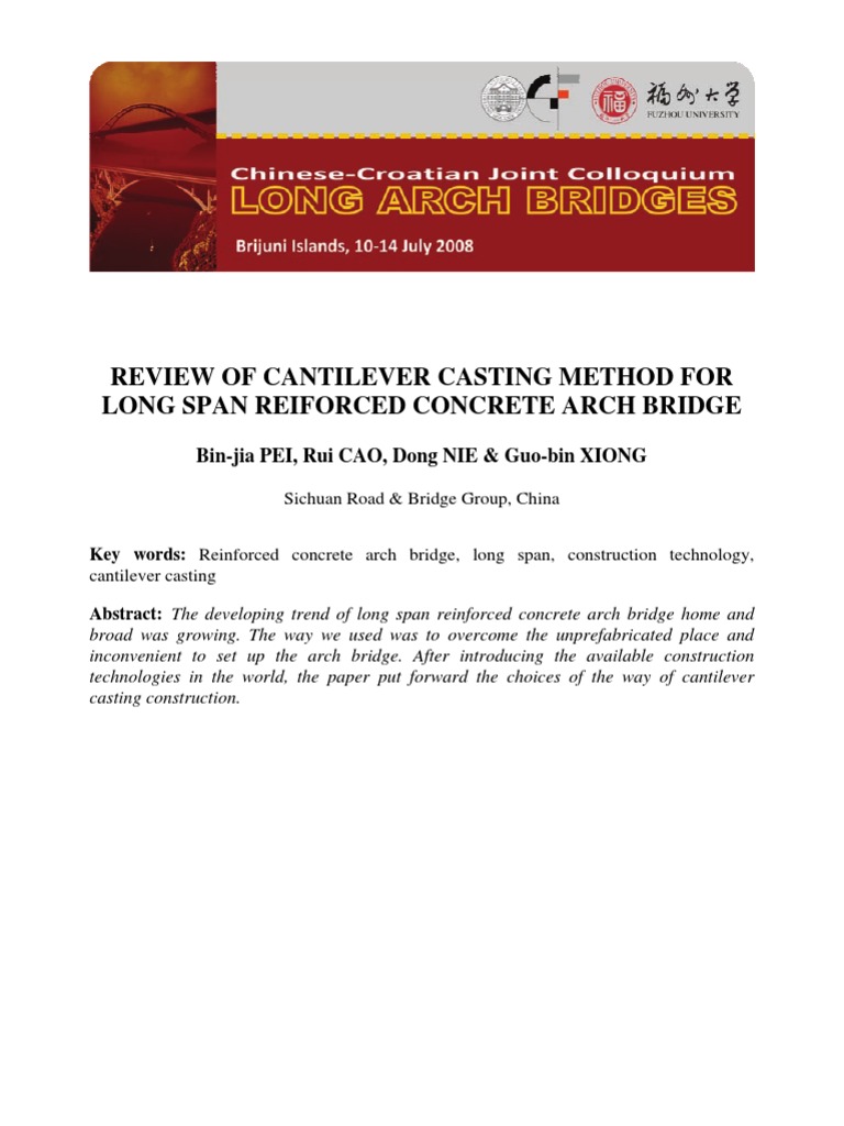 Cantilever Casting for Arch Bridges | PDF | Bridge | Crane (Machine)