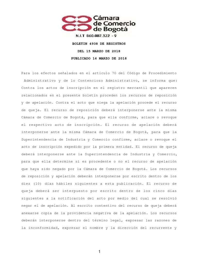 4938 Marzo 15 De 2018 Publicado 16 De Marzo De 2018 Pdf Sociedad De Responsabilidad Limitada Empresas