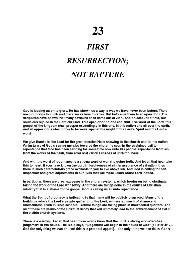 FIRST RESURRECTION NOT RAPTURE Hope Ovwah | PDF | Grace In Christianity ...