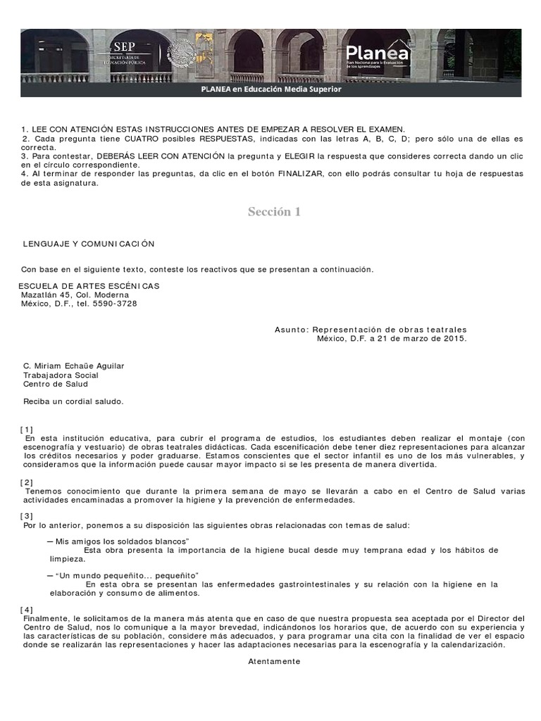 Prueba Planea Diagnóstico PDF | PDF | Naturaleza