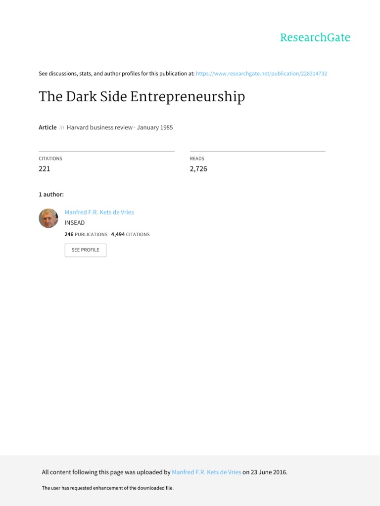 The Dark Side Of Entrepreneurship: The Role Of The Dark Side – WDXO