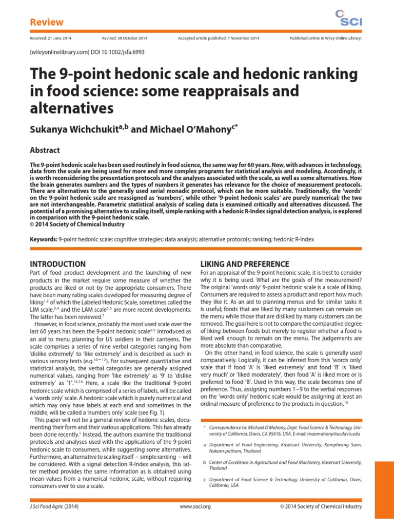 9-Point Hedonic Scale - Alternative PDF | PDF | Level Of Measurement ...