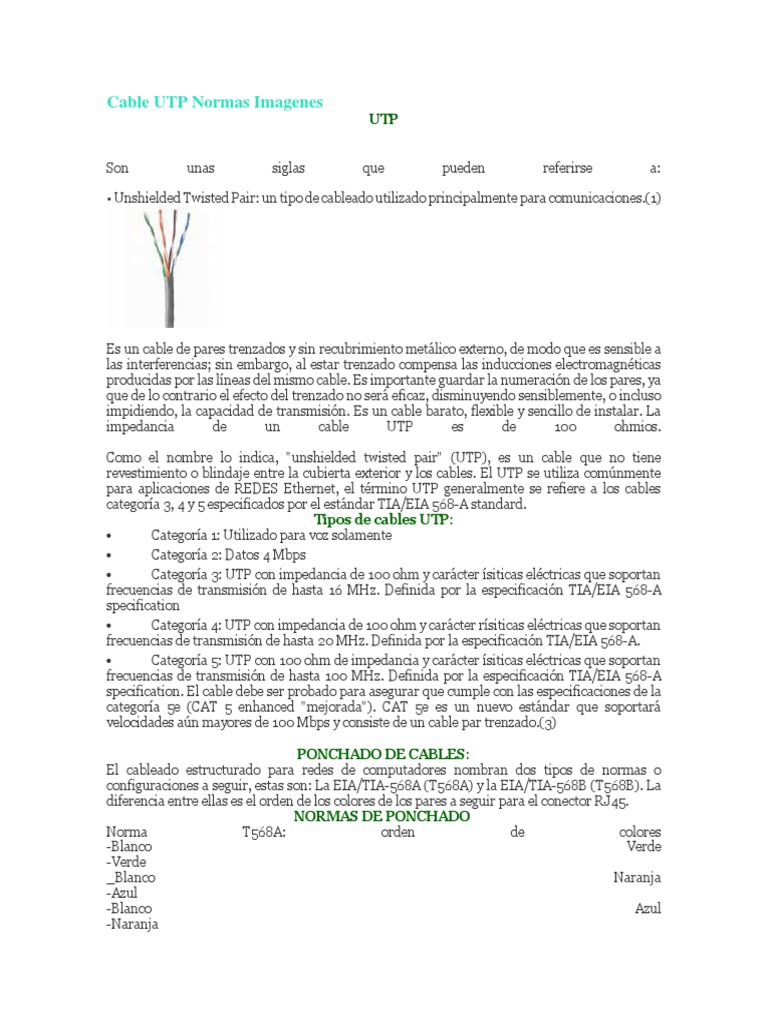 Normas y Tipos de Cable UTP | PDF | Infraestructura de ...
