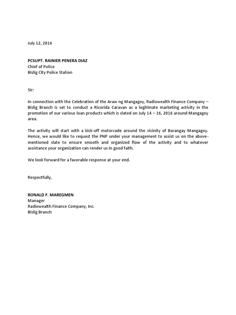 Letter Request Motorcade PDF