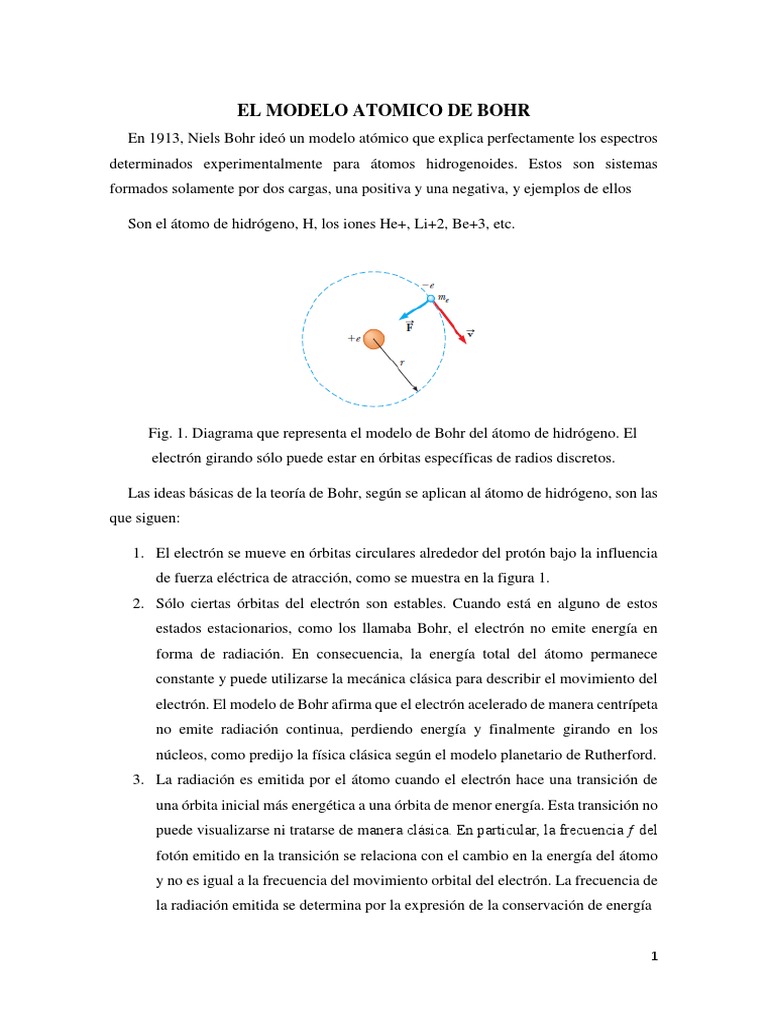 El Modelo Atomico de Bohr | PDF | Átomos | Electrón