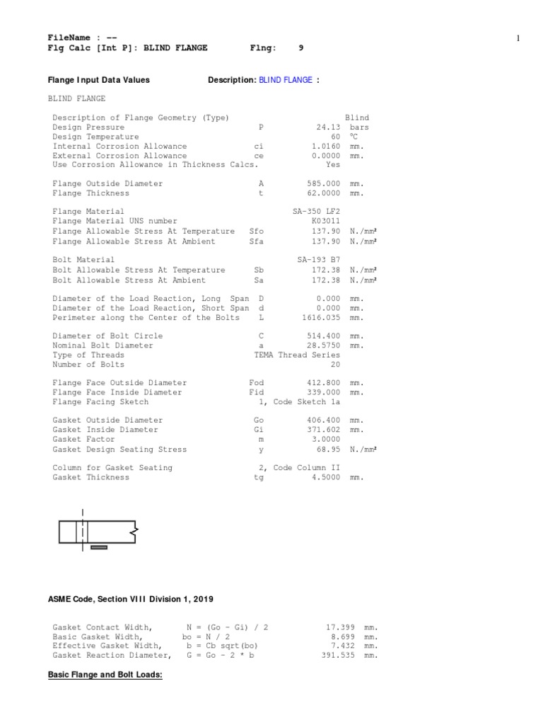Blind flange calculation11 Industrial Processes Mechanical Engineering