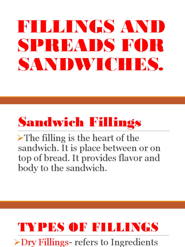 Types of Sandwich Fillings and Spreads | PDF | Sausage | Bacon