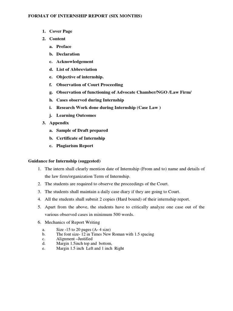 Semester Internship Report Format | PDF