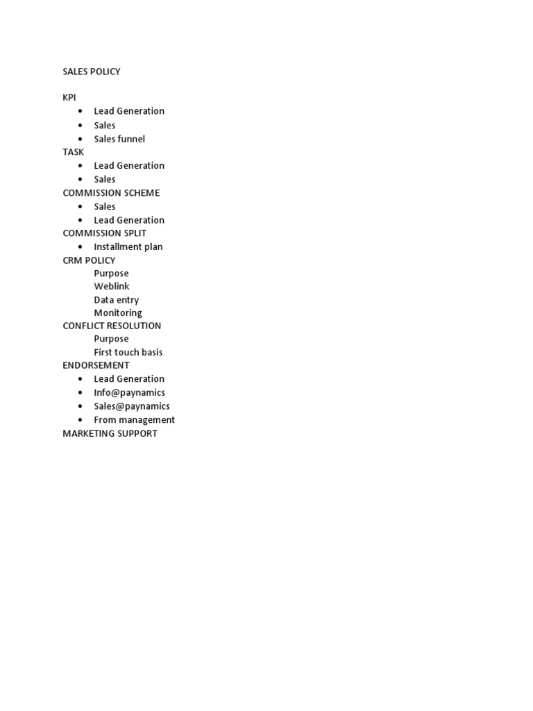 Sales Policy | PDF | Career & Growth | Finance & Money Management