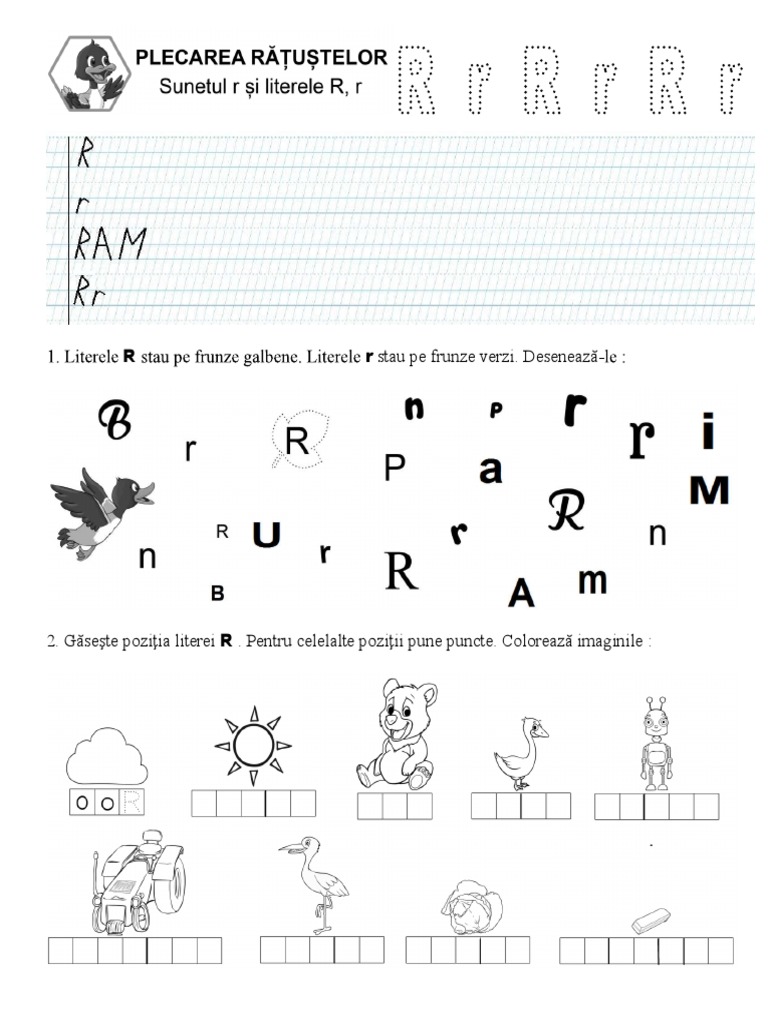 Sunetul R. Literele R R. Plecarea Ratustelor | PDF