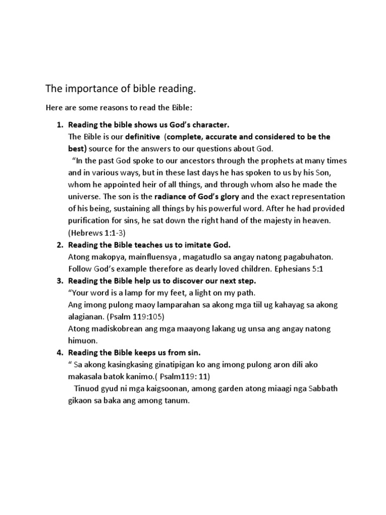 The Importance of Bible Reading PDF God Bible