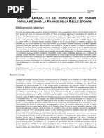 GASTON LEROUX ET LE RENOUVEAU DU ROMAN POPULAIRE DANS LA FRANCE DE LA BELLE EPOQUE