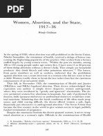 Wendy Goldman, Women, Abortion, and The State, 1917-36, in Barbara Evans Clements and Barbara Alpern Engel (Eds.), Russia's Women, Pp. 243-266.