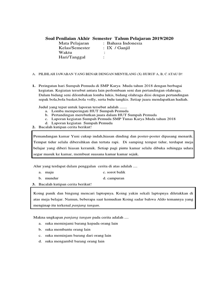 Bank Soal Kelas Ix Pdf