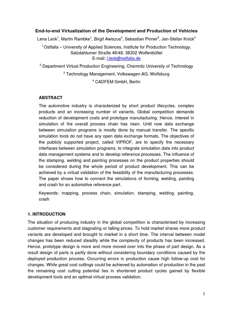 Virtual Process Chain in Automotive Development | PDF | New Product ...