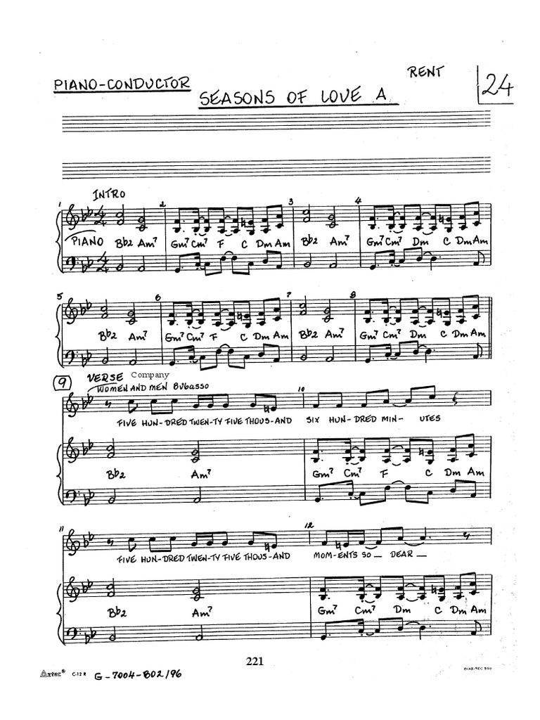 Seasons of Love Sheet Music PDF | PDF