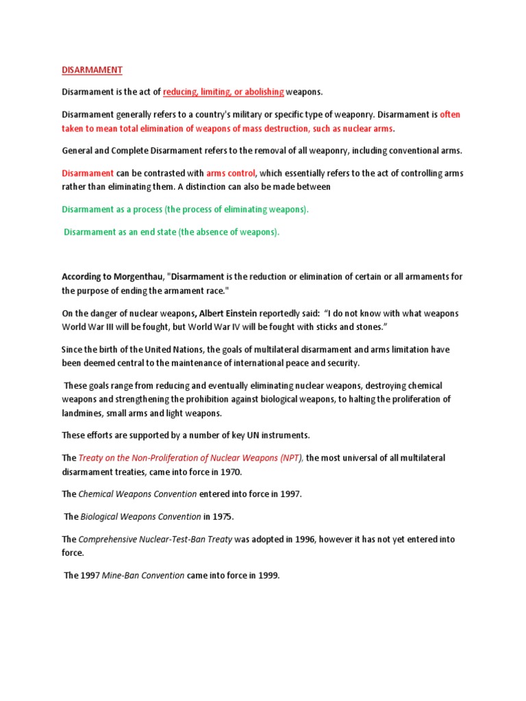Disarmament by Sudhanshu | PDF | Arms Control | Treaty On The Non ...