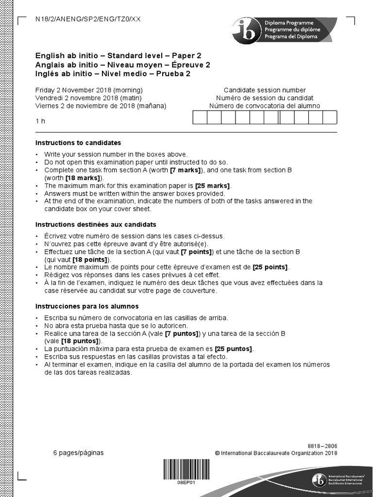 English Ab Initio Paper 2 SL | PDF | Technology & Engineering