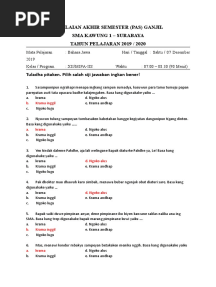 SOAL PAS BAHASA JAWA KLS 12 MIPA-IIS New
