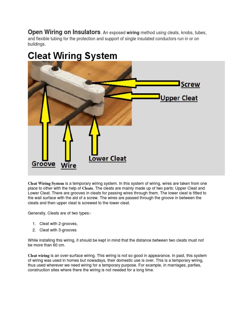 Overview of Cleat Wiring Systems | PDF | Electrical Wiring | Insulator ...