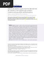 valores de referência para exames laboratoriais de colesterol, hemoglobina glicosilada e creatinina da população adulta brasileira