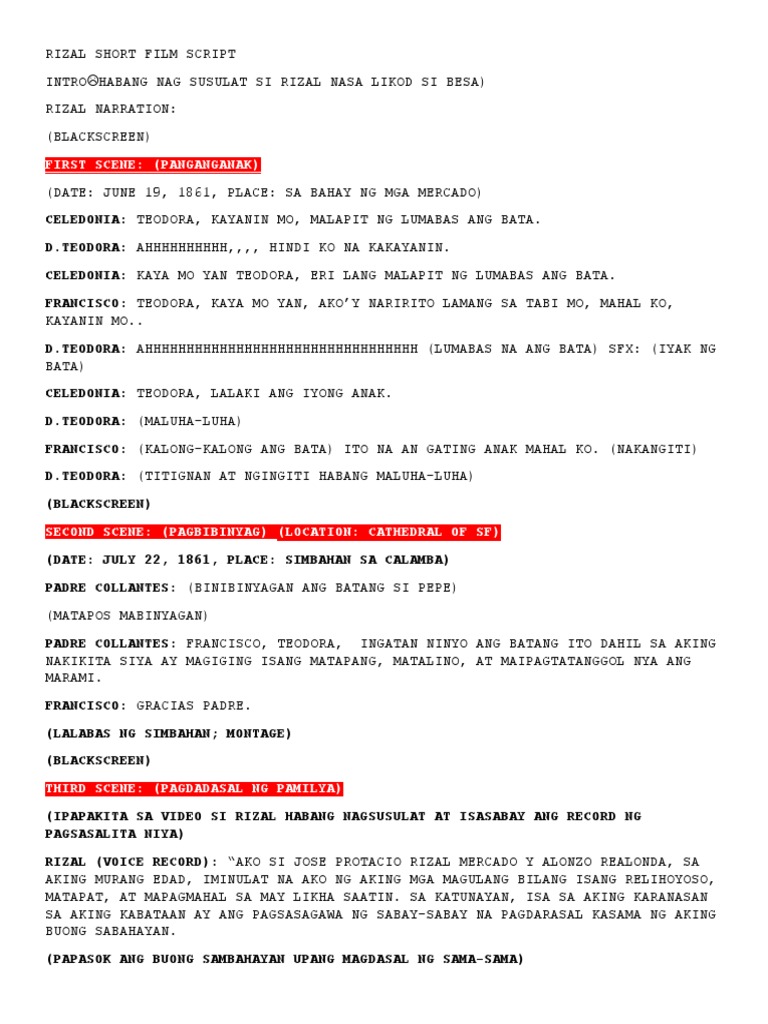 Rizal Short Film | PDF