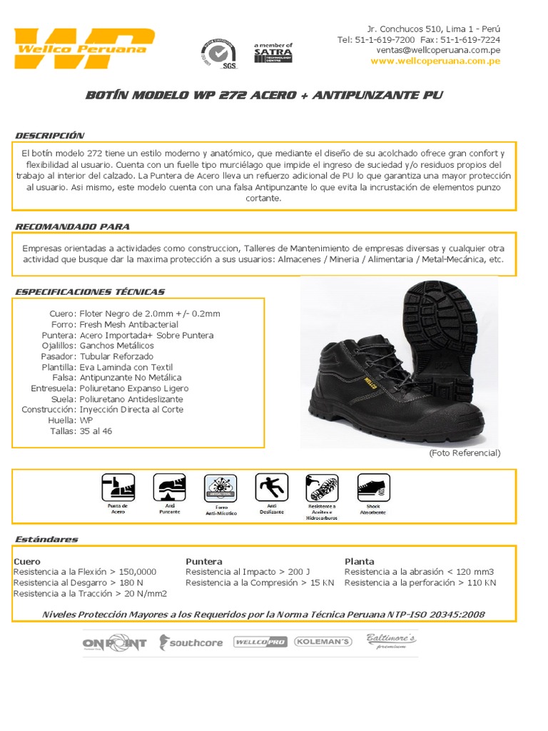 Botas de Seguridad Wellco WP 272 | PDF