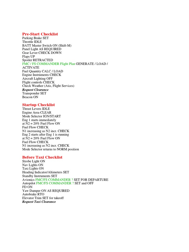 A330 300 STARTUP CHECKLIST visual data 2