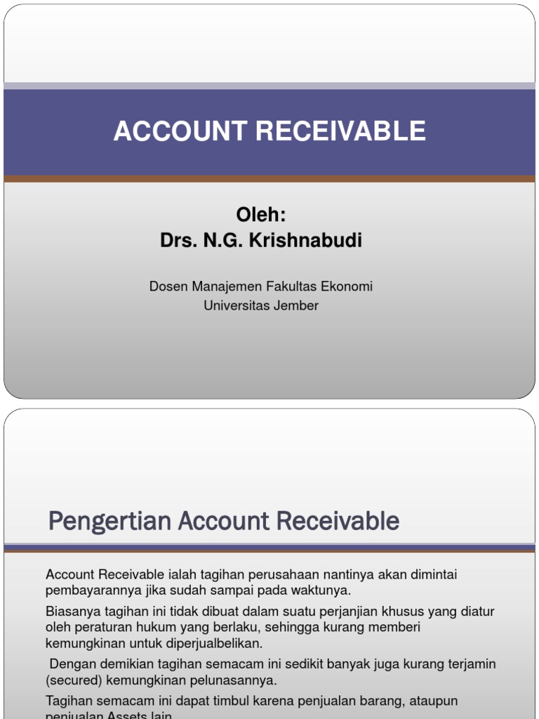 Pengertian dan Metode Account Receivable | PDF | Pengelolaan Keuangan ...