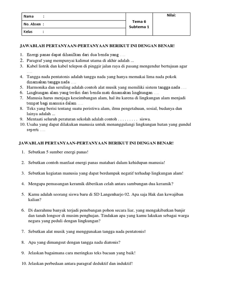 Tema 6 Subtema 1 Kelas 5 Pdf