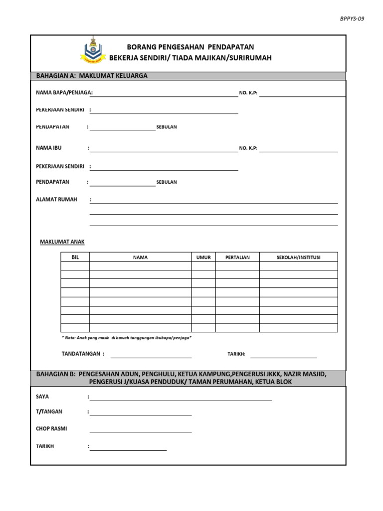 Borang Pengesahan Pendapatan 2019  PDF