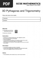 3D Pythagoras and Trigonometry Questions