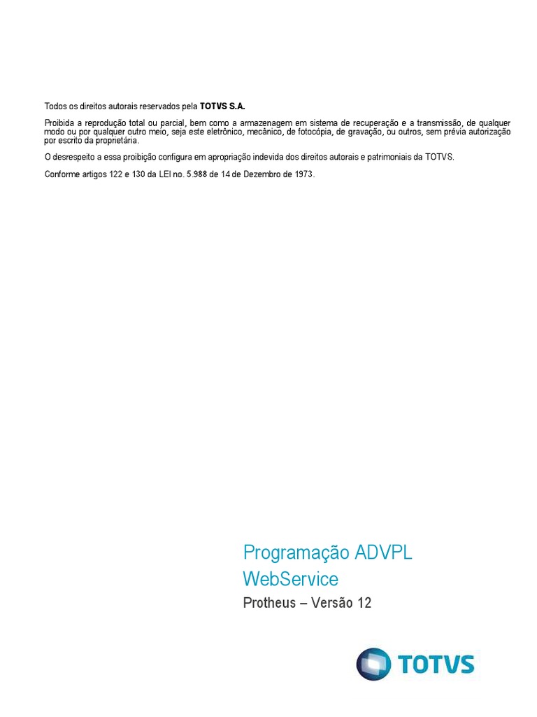 Programação ADVPL WebService Protheus | PDF | XML | Protocolo de ...