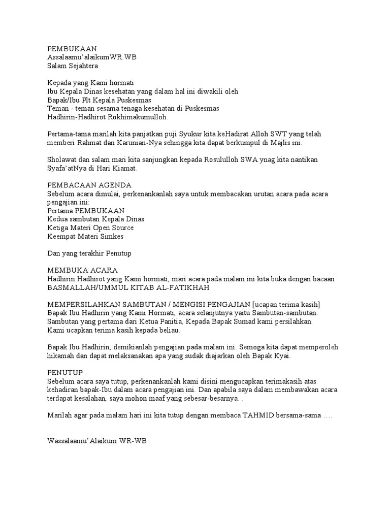 Pembukaan Acara Pelatihan