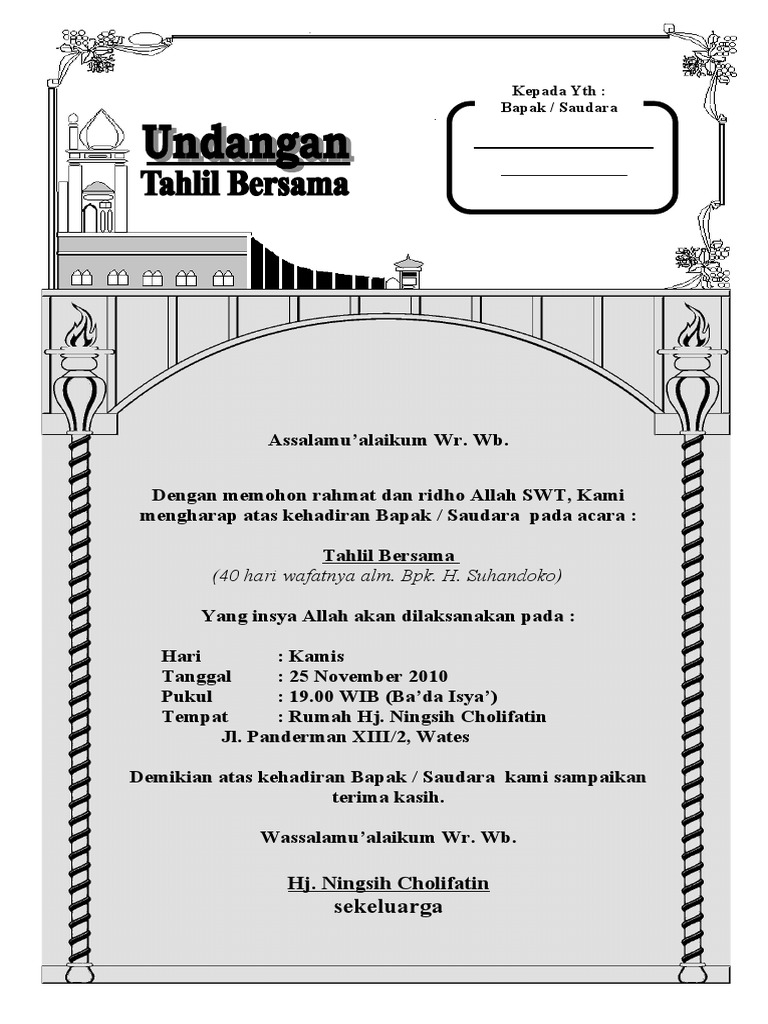 Download Surat Undangan Tahlil