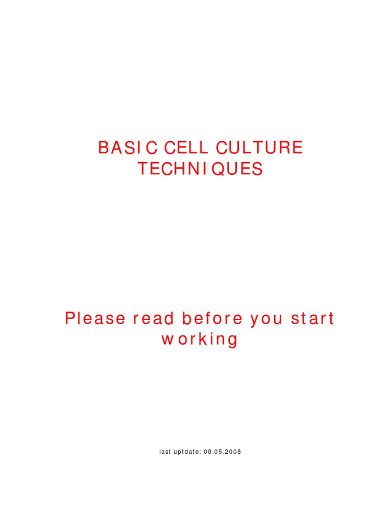 Basic Cell Culture Techniques PDF Cell Culture Staining