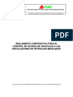DCSSI-R-SI-004 Reglamento Corporativo para El Control de Acceso de Vehículos A Las Instalaciones de Petróleos Mexicanos