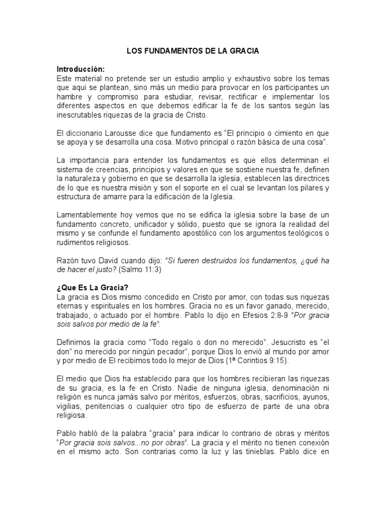 Fundamentos de la Gracia en la Fe | PDF | Gracia en el cristianismo ...