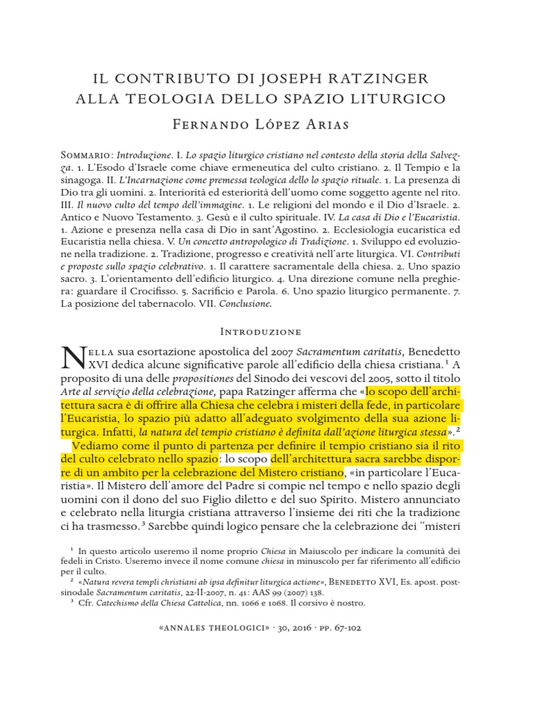 Ratzinger Espacio Liturgico | PDF
