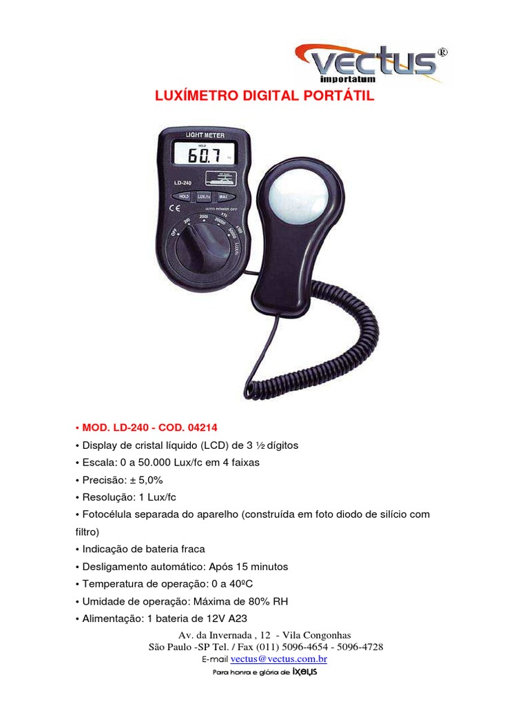 Luximetro Digital Portatil LD 240 | PDF