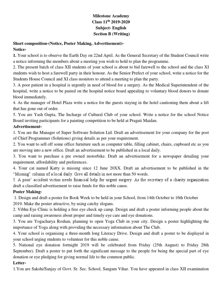 Revision Writing Skill Class 11 Advertising Images, Photos, Reviews