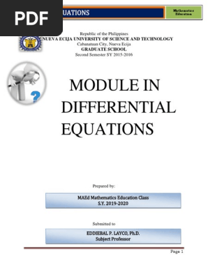 Diff Eq Module Pdf Differential Equations Ordinary Differential Equation