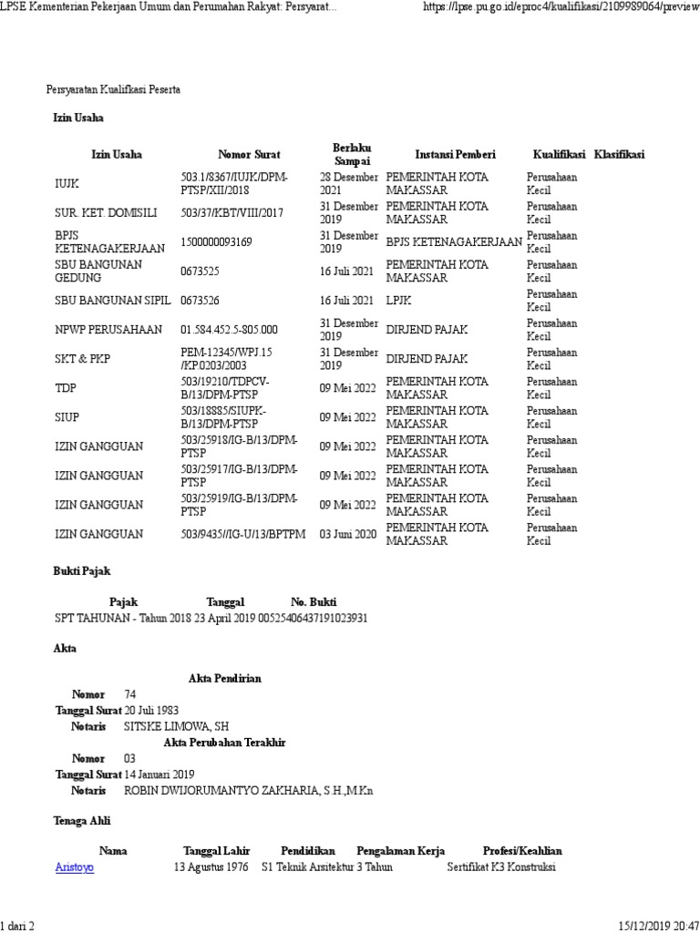 LPSE Kementerian Pekerjaan Umum Dan Perumahan Rakyat Persyaratan