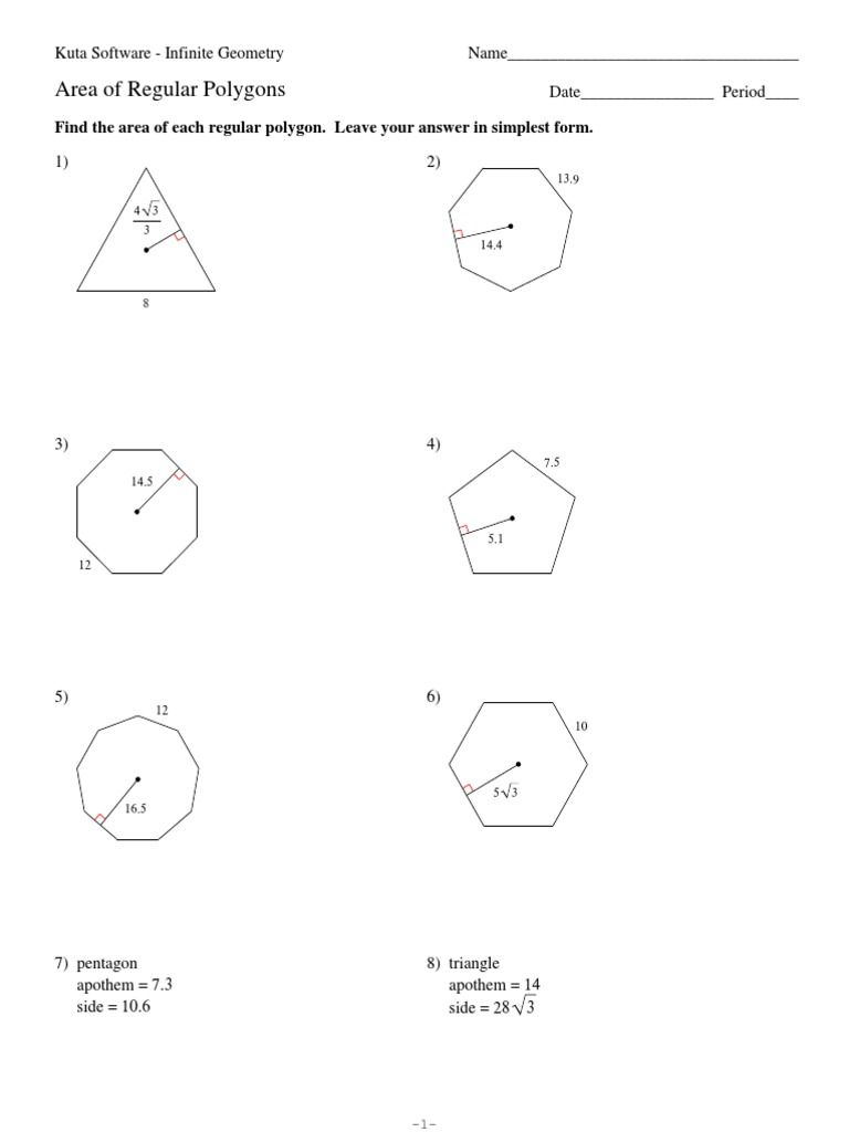 23-Area of Regular Polygons  PDF  Area  Polygon Intended For Area Of Regular Polygons Worksheet