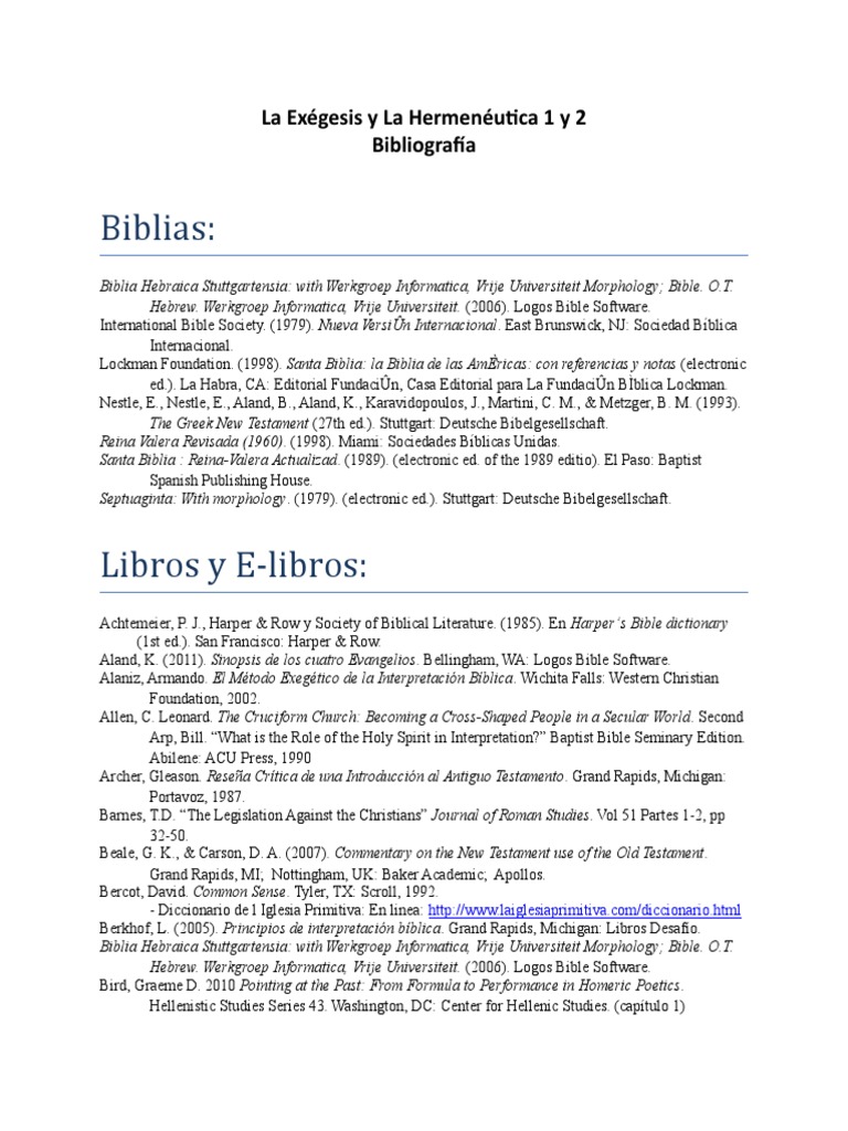 Exherm 1 1 Bibliografia Exherm 1 Y 2 Bible New Testament