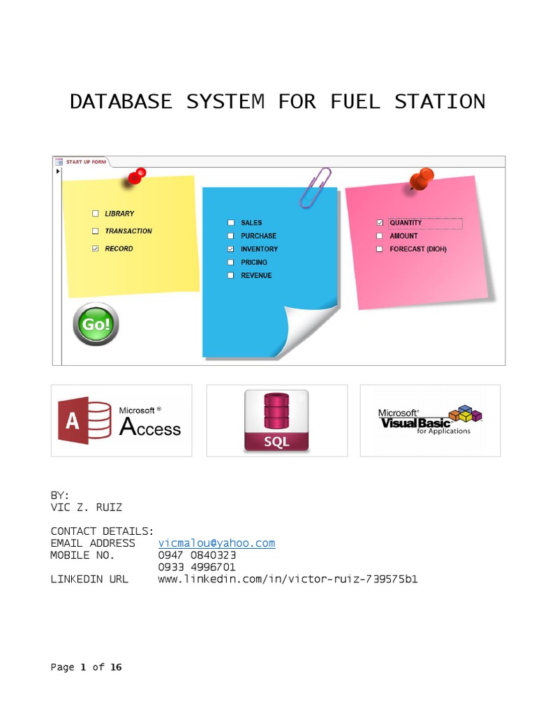 Fuel Station Database System Overview | PDF | Microsoft Access | Databases