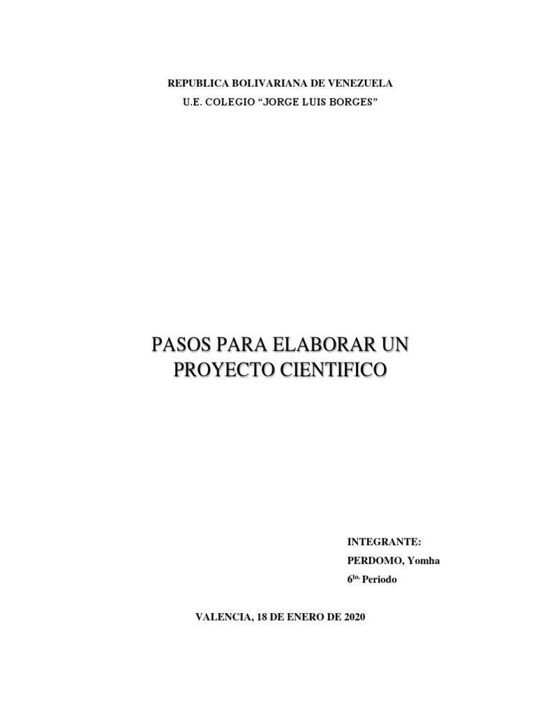 Pasos para elaborar un proyecto cientifico pdf m todo cient fico