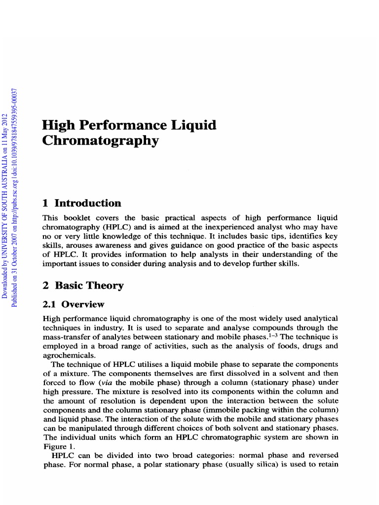 HPLC Practical Guide for Beginners | PDF | High Performance Liquid ...