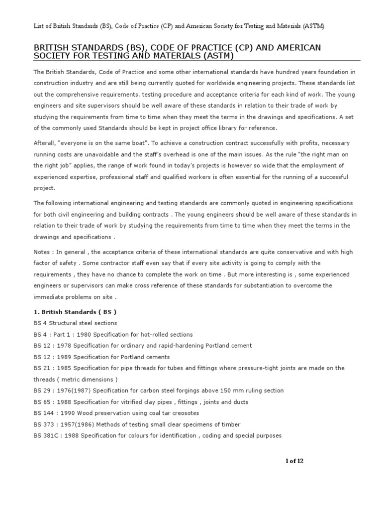 British Standards Steel